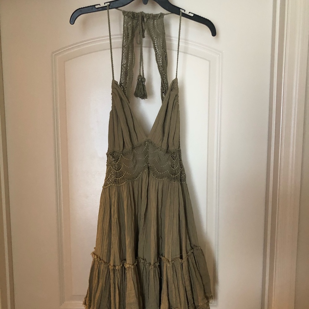 Free People Green Lace Mini Dress